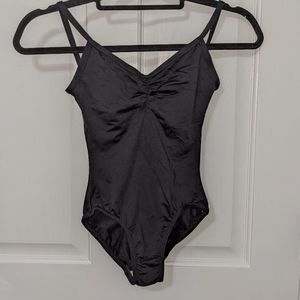 black camisole pinch front leotard